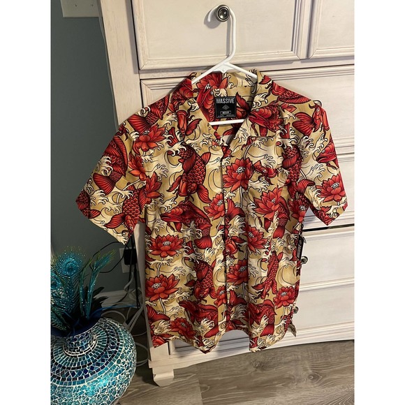 NWT men’s Poi fish tropical button down shirt medium - Picture 1 of 5